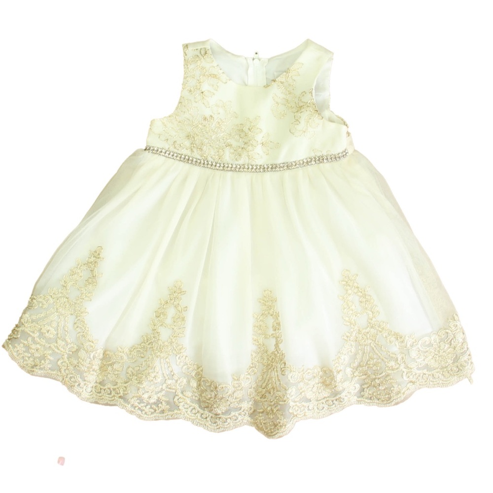 Rare Editions Cream and Gold Dress
